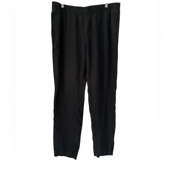 H&M Regular Fit Elastic Waist Linen Pull On Pants with Pockets in Black - XL - Picture 1 of 9
